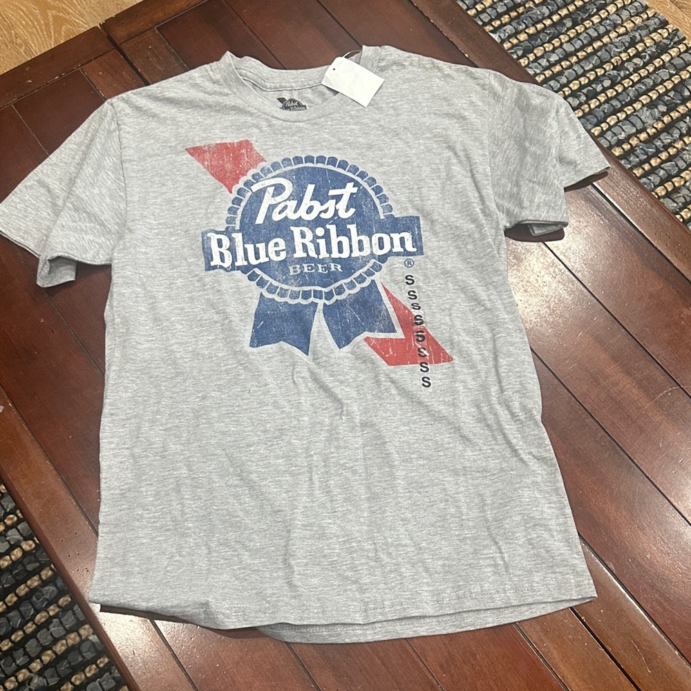 Pabst Blue Ribbon Short Sleeve Logo Tee - Light Gray